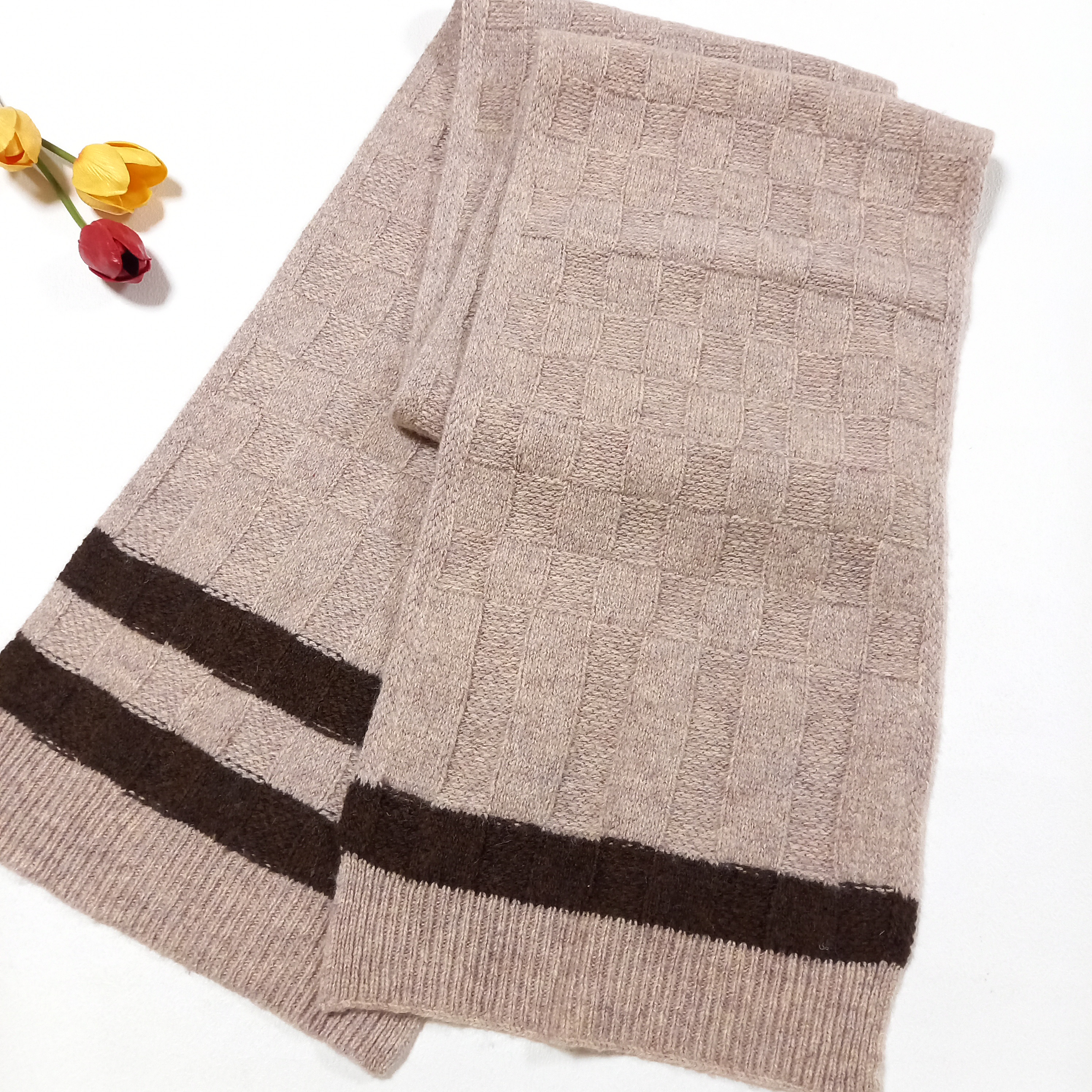 ウール100%ニットマフラー0742