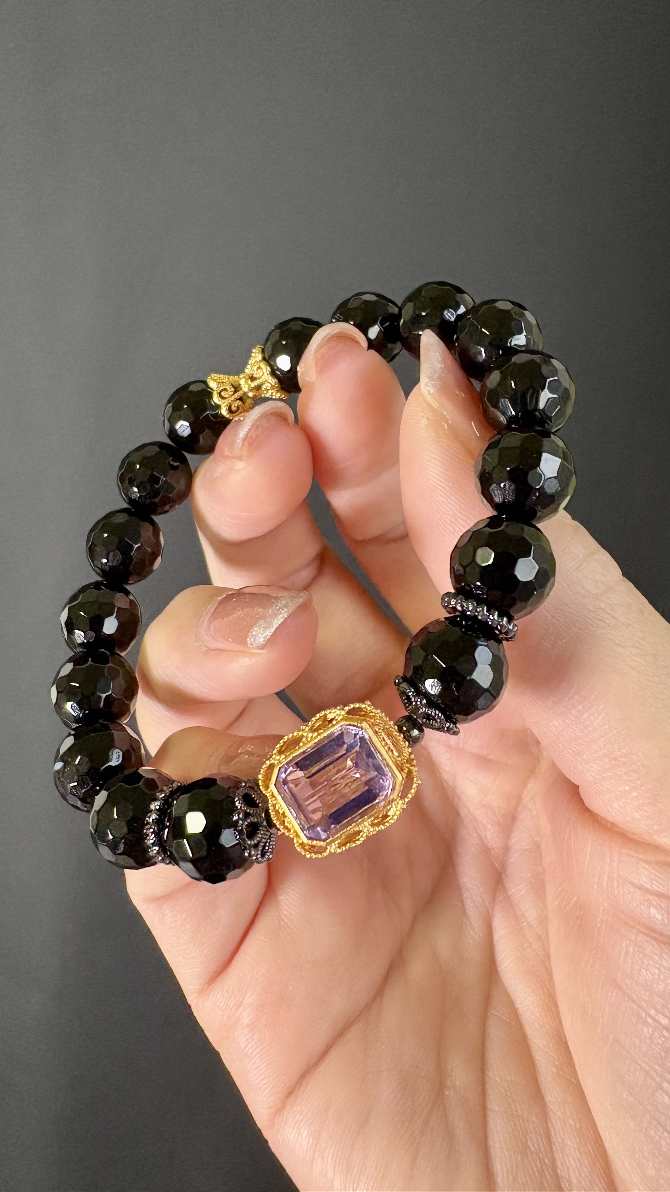 オニキスとアメジストブレスレット351