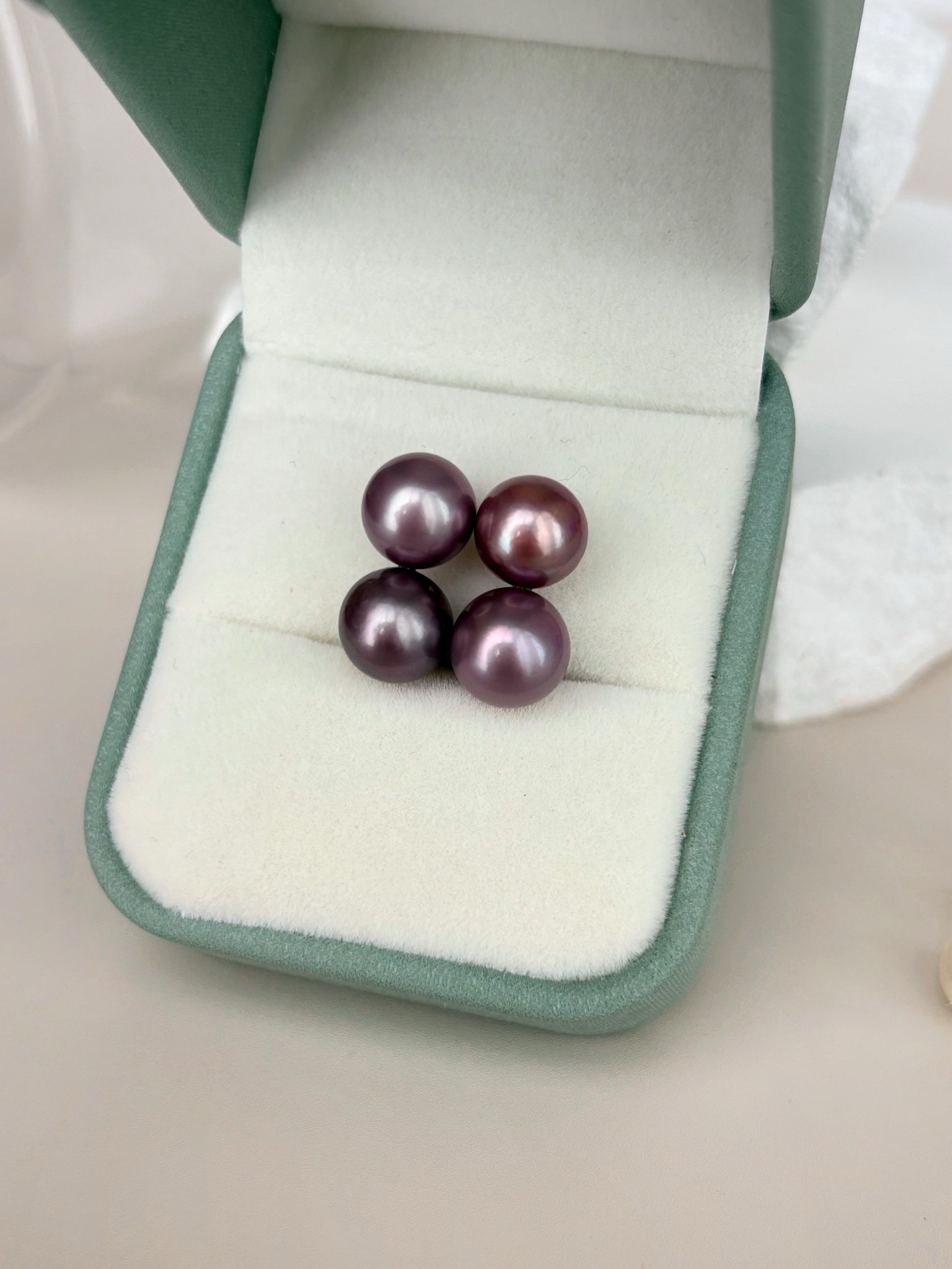 【K10】ナチュラルカラー　パープル系　贅沢ダブルパール　ピアス、イヤリング　バロックパール