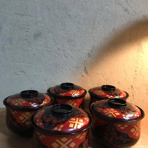 秀衡塗 椀（蓋付） 伝統工芸 Hidehira-nuri Lacquerware Lidded Bowls