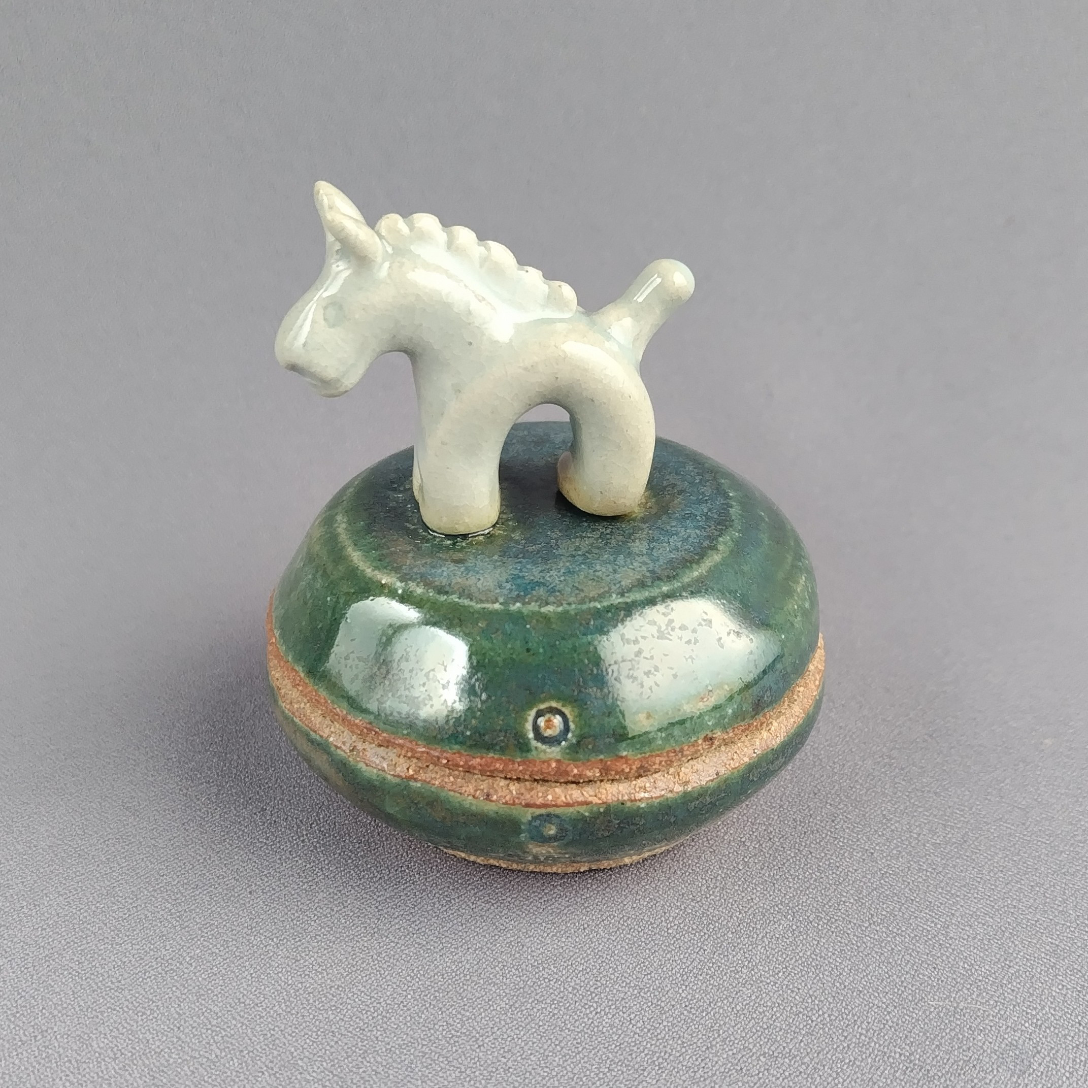 香合　青磁釉　緑釉　【商品番号：00812】