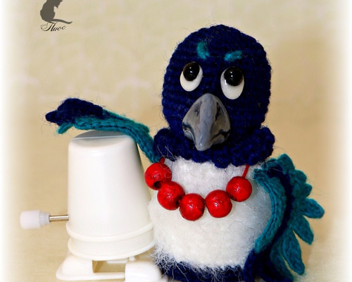 ☆送料無料☆ゼンマイ仕掛けの編みぐるみカササギ あみぐるみ kisaplus