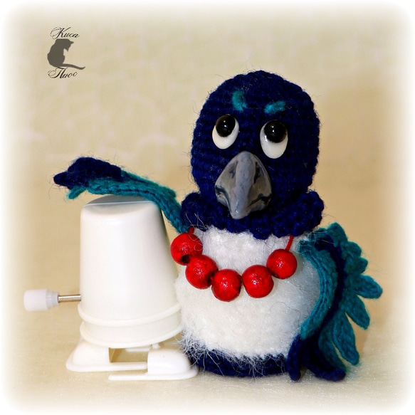 ミニコロ　セキセインコ　編みぐるみ　チェーン 受注制作】あみぐるみ☆ ころころインコ（S）／ボールチェーン