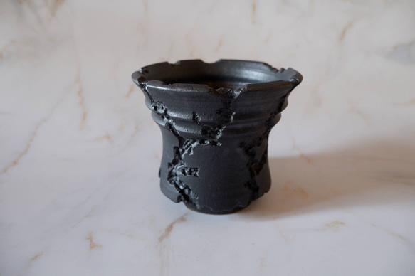 5号流紋黒鉢335　塊根植物　多肉植物　アガベ　盆栽　植木鉢　作家鉢　沖縄 1枚目の画像