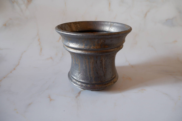 5.5号燻し金彩鉢336　塊根植物　多肉植物　アガベ　盆栽　植木鉢　作家鉢　鉢皿　沖縄 1枚目の画像