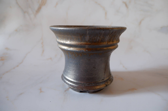 5.5号燻し金彩鉢336　塊根植物　多肉植物　アガベ　盆栽　植木鉢　作家鉢　鉢皿　沖縄 3枚目の画像