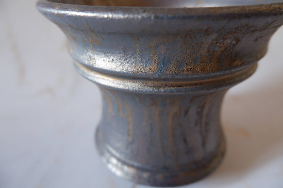 5.5号燻し金彩鉢336　塊根植物　多肉植物　アガベ　盆栽　植木鉢　作家鉢　鉢皿　沖縄 2枚目の画像