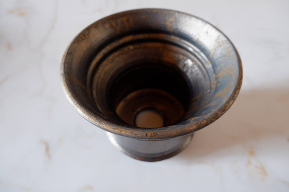 5.5号燻し金彩鉢336　塊根植物　多肉植物　アガベ　盆栽　植木鉢　作家鉢　鉢皿　沖縄 4枚目の画像