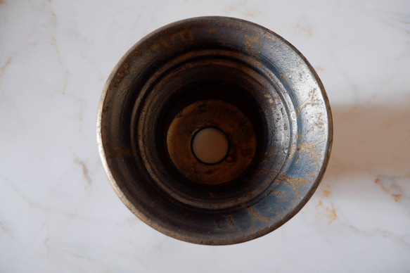 5.5号燻し金彩鉢336　塊根植物　多肉植物　アガベ　盆栽　植木鉢　作家鉢　鉢皿　沖縄 5枚目の画像