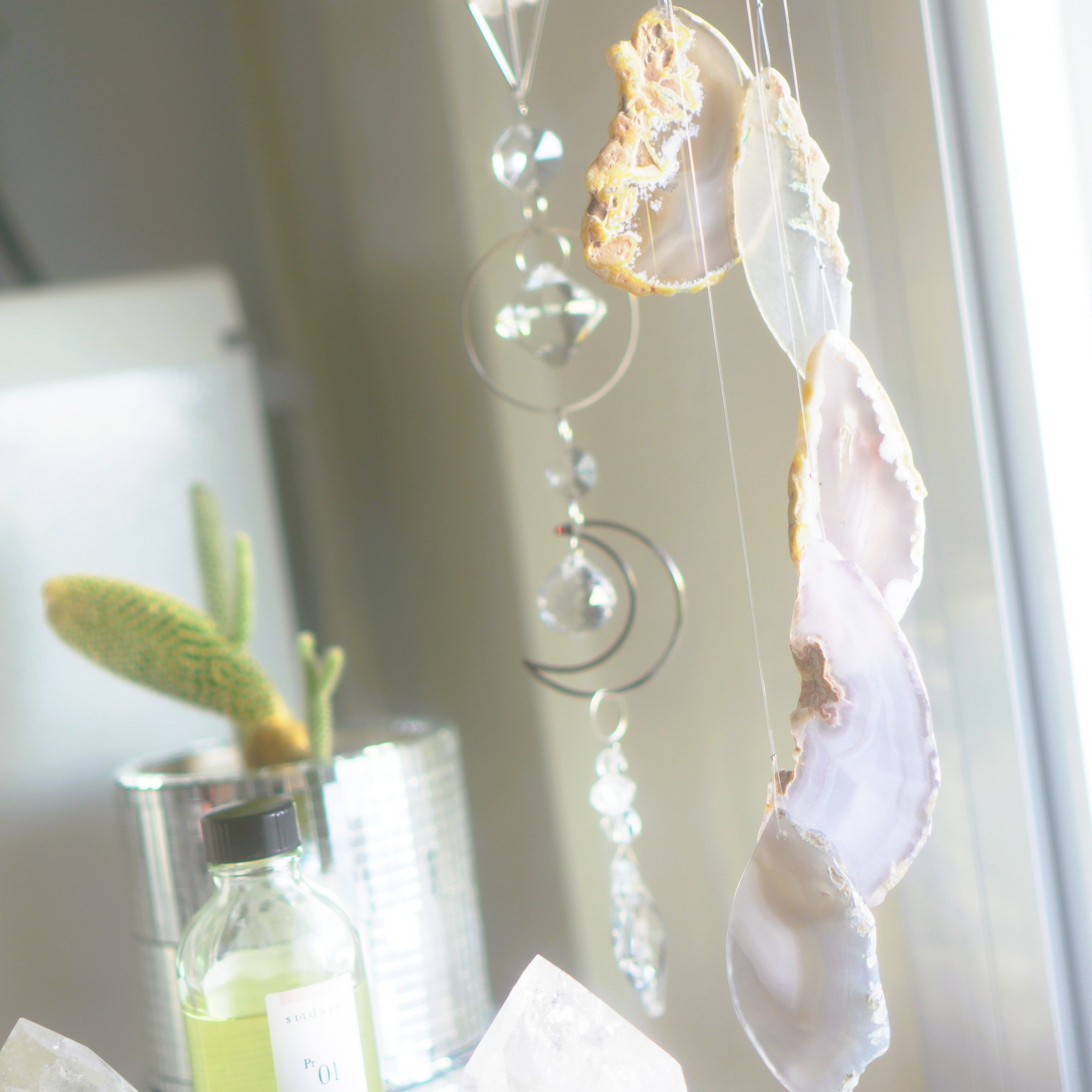 アゲートヒーリングチャイム - GINMOKUSEI / メノウ 瑪瑙 ウィンドチャイム 天然石風鈴