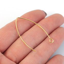ese162-2 [10只裝] 18K金鉤式耳環，316L材質，線徑約0.8毫米，總長度約30毫米，有開口/閉合環 第3張的照片