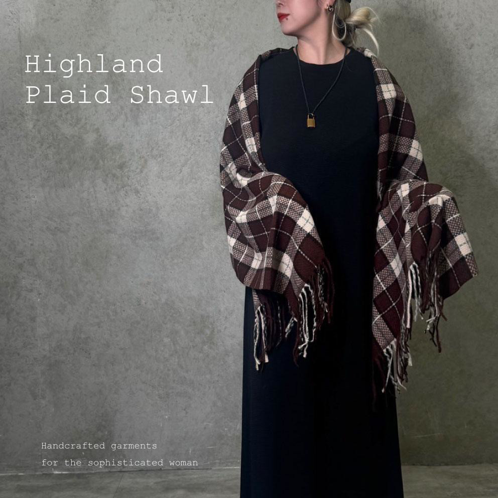 ■3日内発送■【11/23新作】「3WAY」大判クラシカルチェック柄マフラー ショール チョコレートブラウン