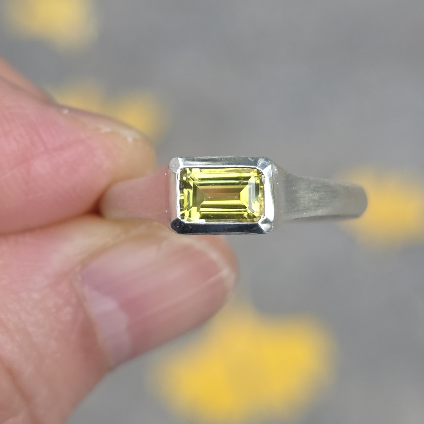 イエロー　カナリー　トルマリン　0.52ct　OCT　印台　シルバーSV925リング