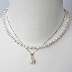 6mm ホワイト ゴールド ミックスパールネックレス メンズ アクセサリー