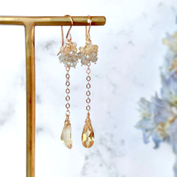 高品質アンデシンラブラドライトとプレシャスオパールの光の女神ピアス