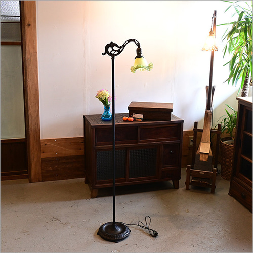 1点モノ アンティーク フロアランプ フリルガラスシェード 昭和レトロ