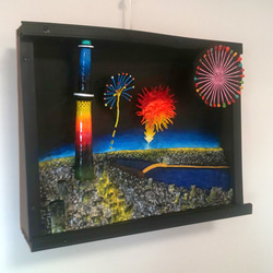 未来アートの「デコピン、打席に立つ」（クレイ絵画） 絵画 山川善作