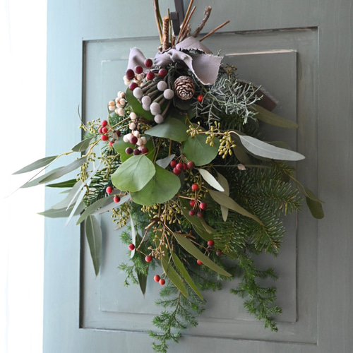 モミと針葉樹のフレッシュスワッグ＊40センチ Mサイズ リース Secret