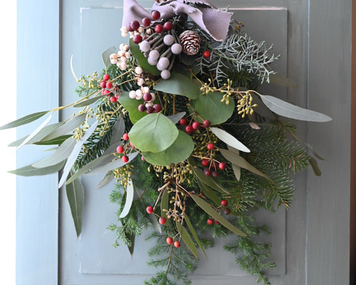 モミと針葉樹のフレッシュスワッグ＊40センチ Mサイズ リース Secret