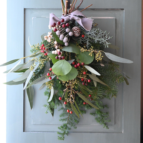 モミと針葉樹のフレッシュスワッグ＊40センチ Mサイズ リース Secret