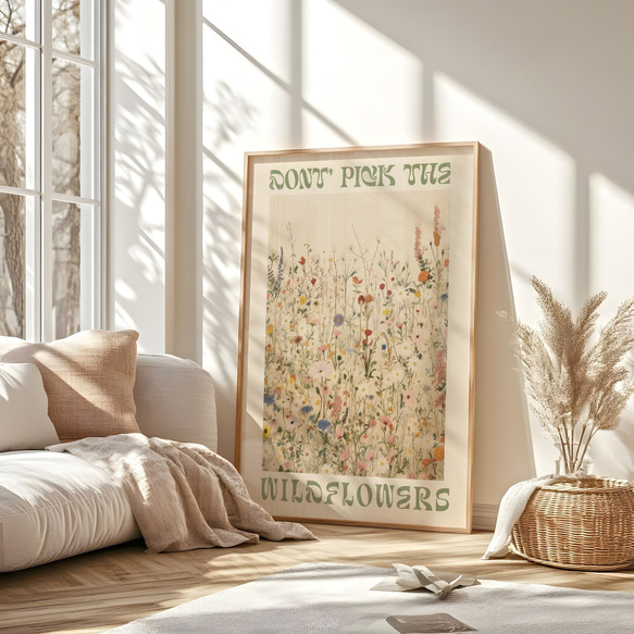 アートポスター 野花 ベージュ 北欧風 ボタニカル ナチュラル 癒し シンプルモダン おしゃれ 11枚目の画像