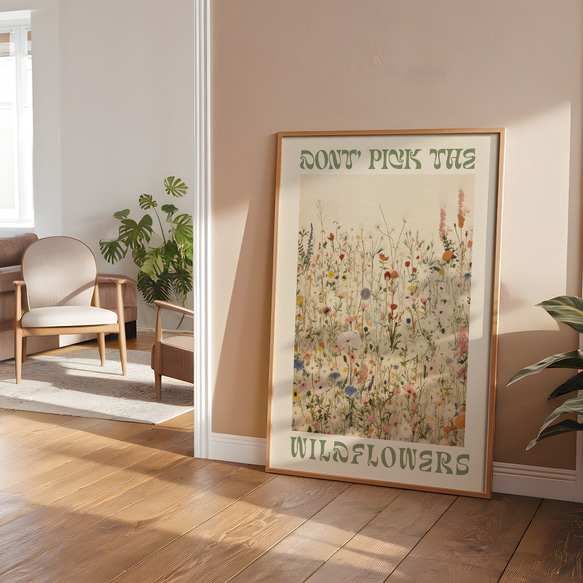 アートポスター 野花 ベージュ 北欧風 ボタニカル ナチュラル 癒し シンプルモダン おしゃれ 2枚目の画像