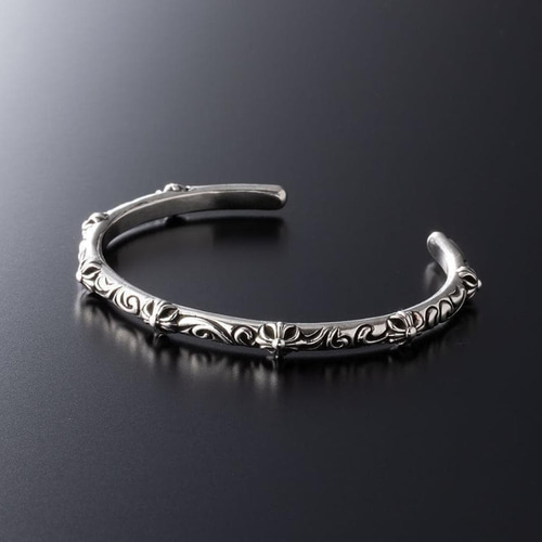 ビンテージ シルバー925 スクエア バングル MEXICO刻印 無骨 存在感 シルバー925 バングル ブレスレット フローラル ゴシック 109 刻印