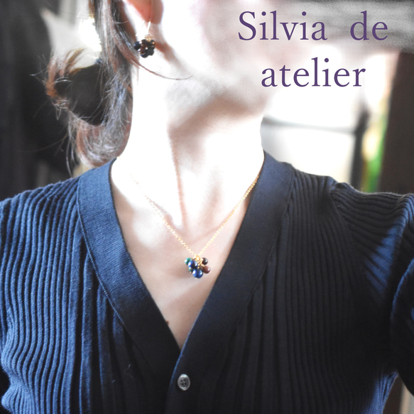 冬の新作【数量限定】超希少　ブルー　スギライト　つぶつぶタッセル　サージカルステンレスネックレス 8枚目の画像