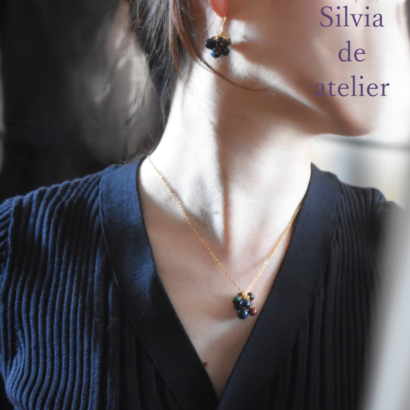 冬の新作【数量限定】超希少　ブルー　スギライト　つぶつぶタッセル　サージカルステンレスネックレス 9枚目の画像