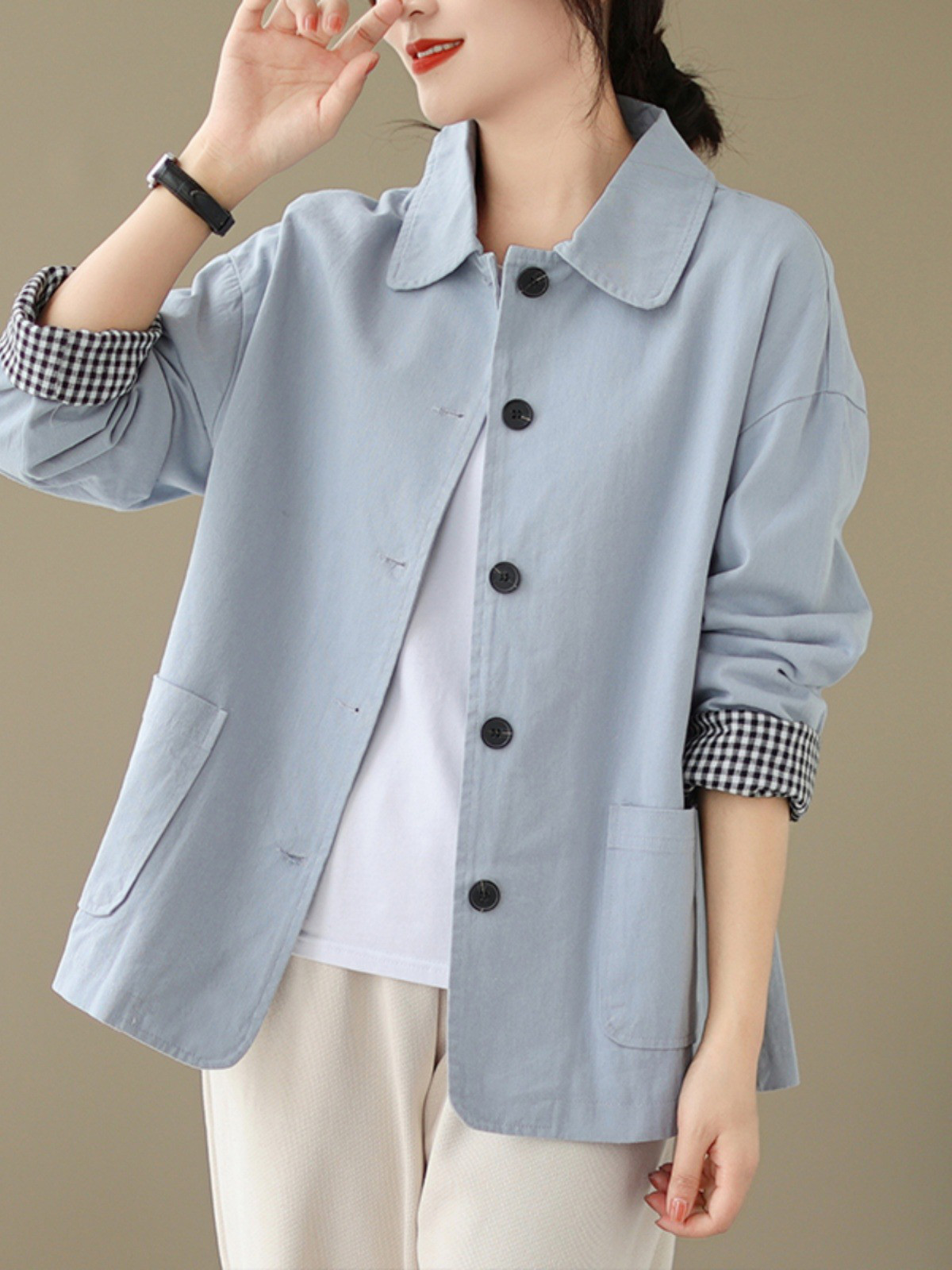 レディース ポロシャツ ジャケット 長袖 ゆったり カジュアル 春秋