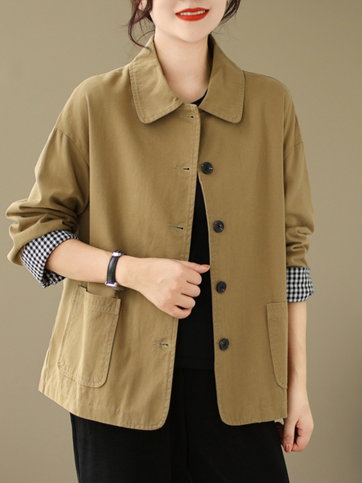 レディース ポロシャツ ジャケット 長袖 ゆったり カジュアル 春秋