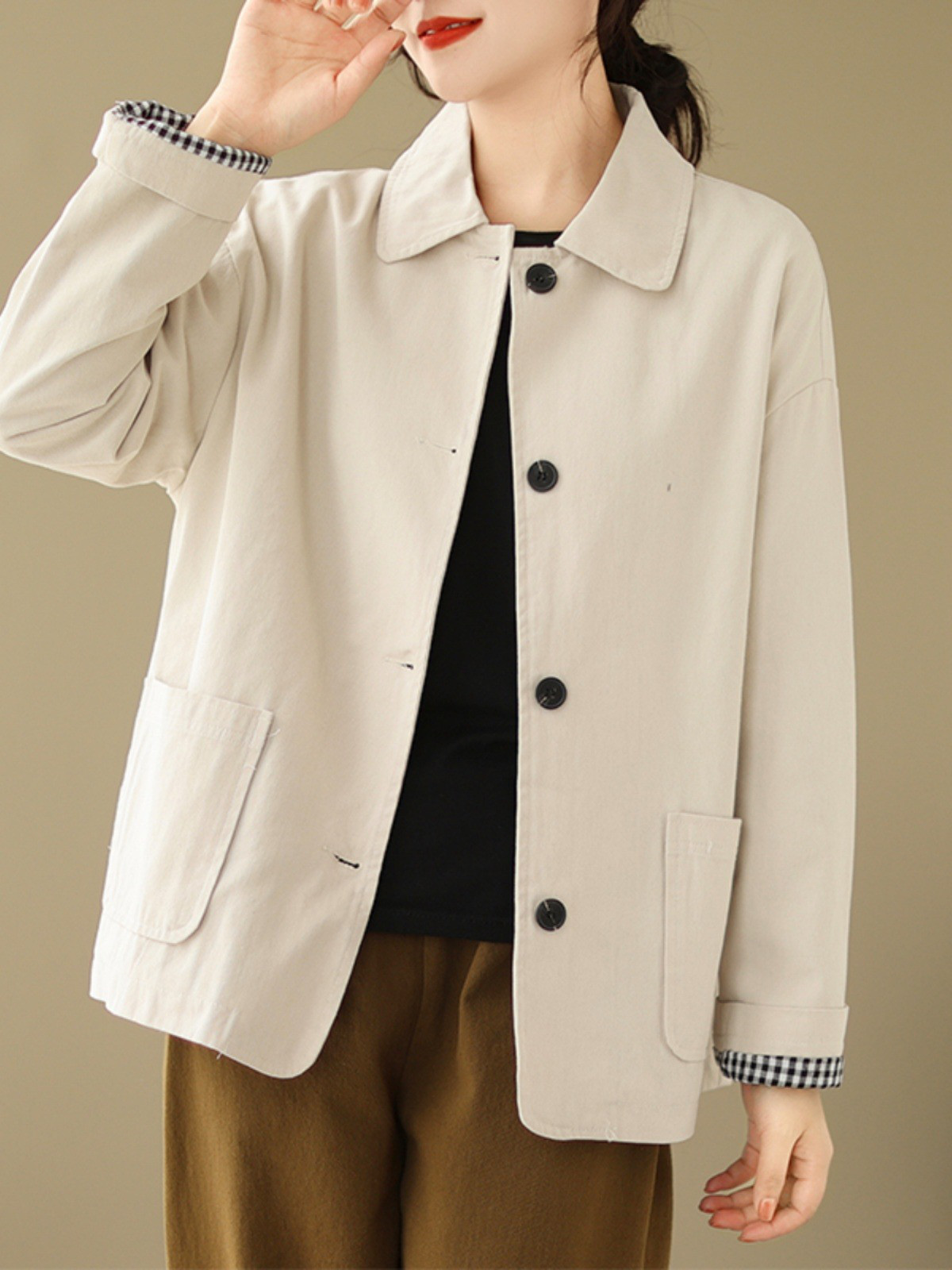 レディース ポロシャツ ジャケット 長袖 ゆったり カジュアル 春秋