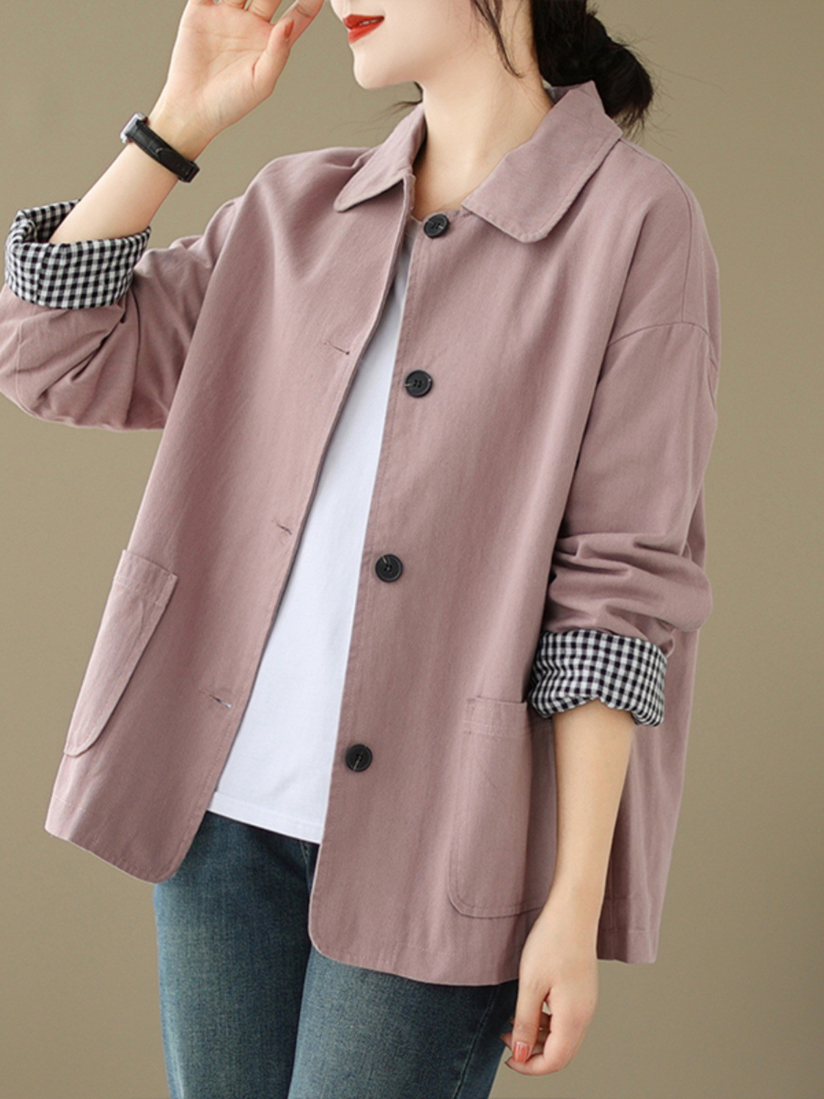 レディース ポロシャツ ジャケット 長袖 ゆったり カジュアル 春秋 4,385円