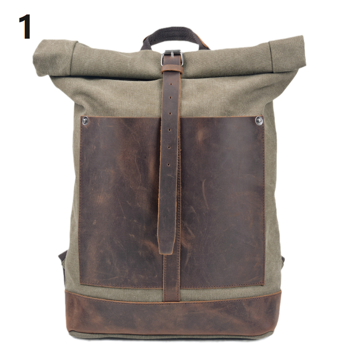 ハイキングバックパック アウトドア レザーX 帆布・キャンバスリュックバッグ 肩掛けバッグ 男女兼用 カジュアル 通勤