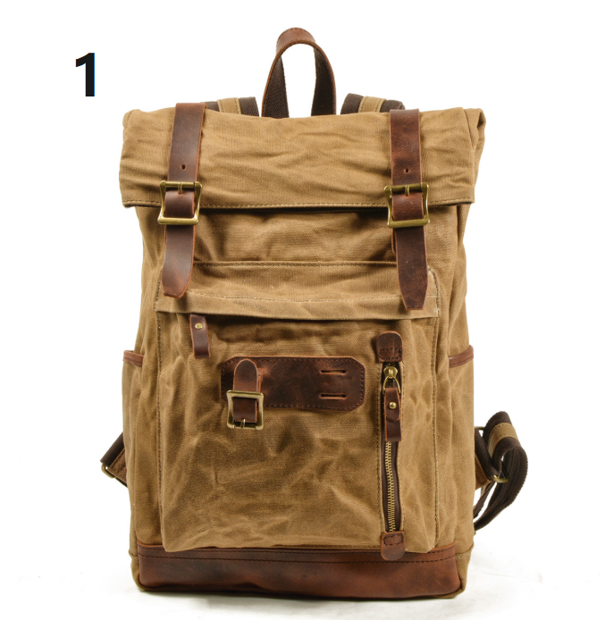 ハイキングバックパック アウトドア レザーX 帆布・キャンバスリュックバッグ 肩掛けバッグ 男女兼用 カジュアル 通勤