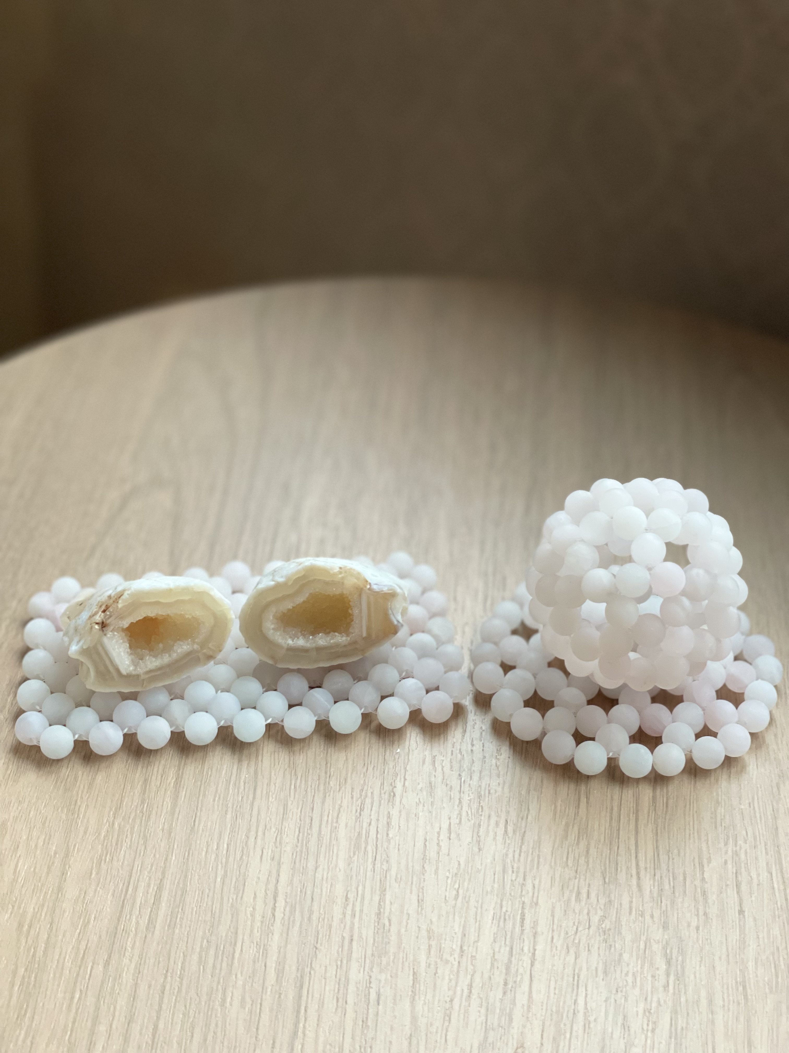 フラーレン × ペアメノウ 【ツインレイの愛を照らす3点セット】ローズクォーツマットつき