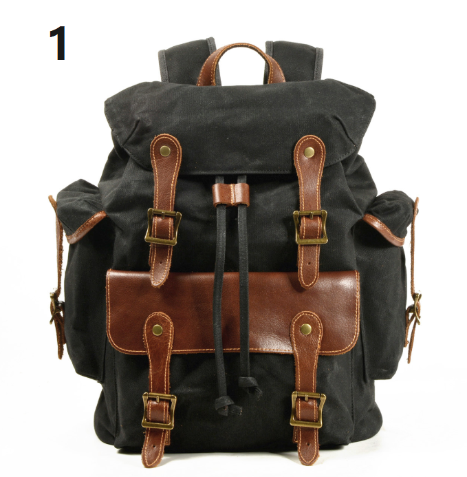 アウトドア レザーX 帆布・キャンバスリュックバッグ 肩掛けバッグ 男女兼用 カジュアル 通勤 通学