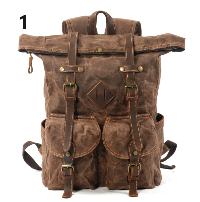 ハイキングバックパック アウトドア レザーX 帆布・キャンバスリュックバッグ 肩掛けバッグ 男女兼用 カジュアル 通勤