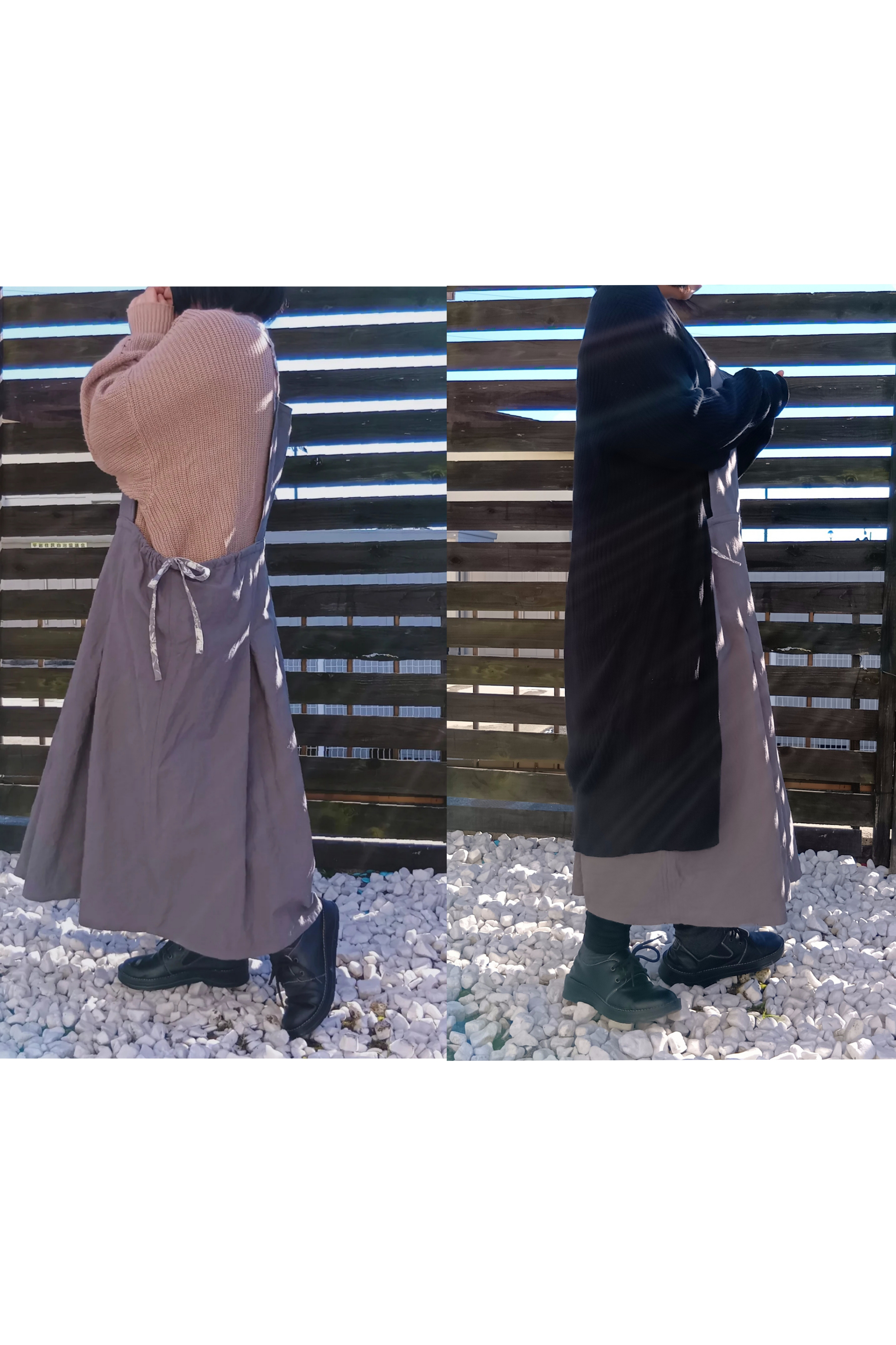 【通年】国産コットンリネンのジャンパースカート【アッシュグレー112cm】