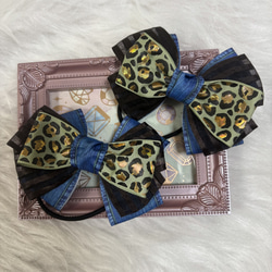 リボン ヘアゴム ヘアアクセサリー ハンドメイド 蝶々 ちょうちょ 黄緑