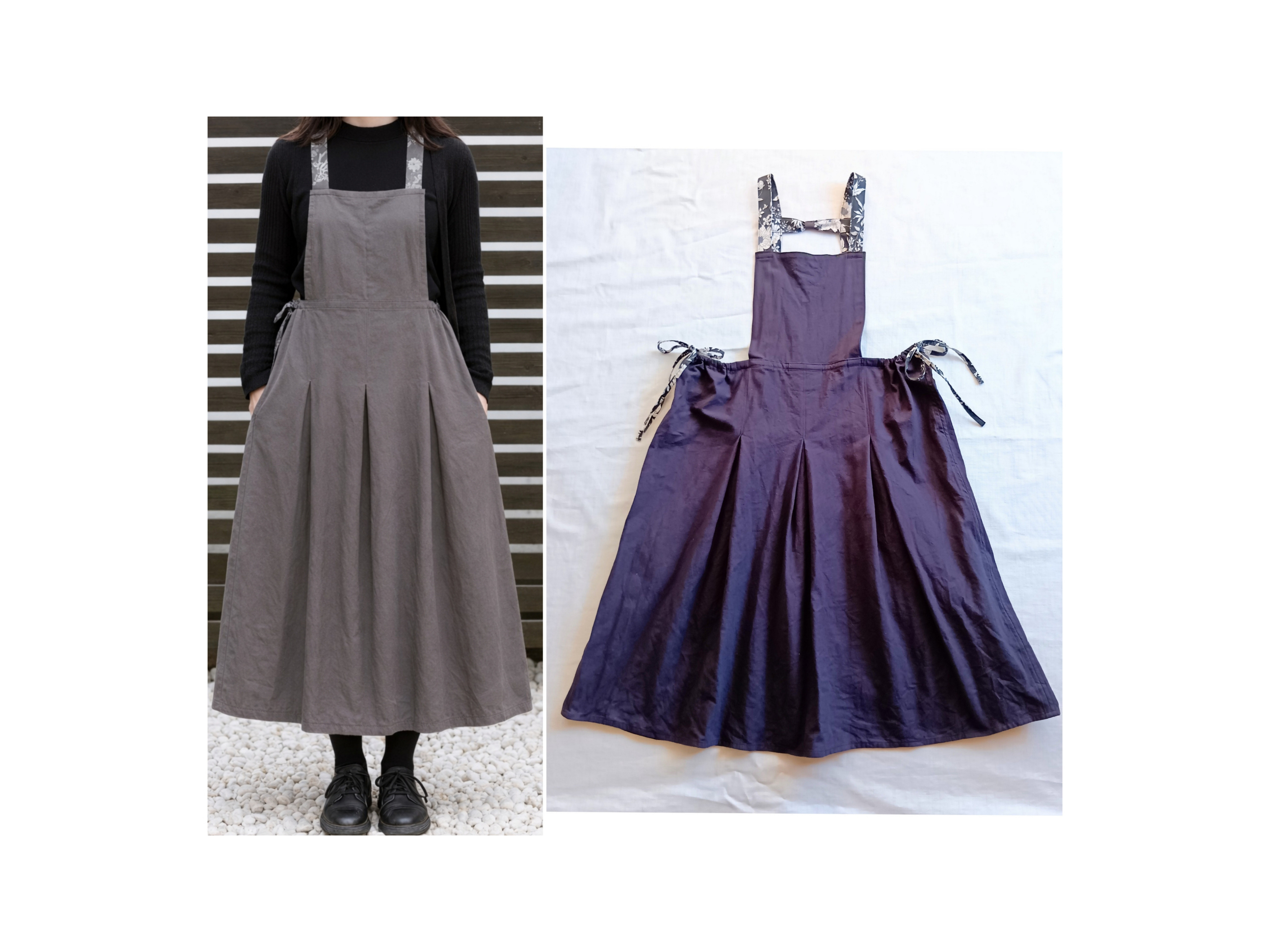 【通年】国産コットンリネンのジャンパースカート【ダークパープル122cm】