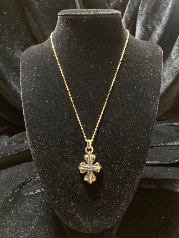 ⑱クロスSTONESペンダント チェーン付き 真鍮 ネックレス・ペンダント