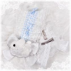 ♡ No.3 天使のうさぎさん付き キルティング マットリボンヘッドドレス