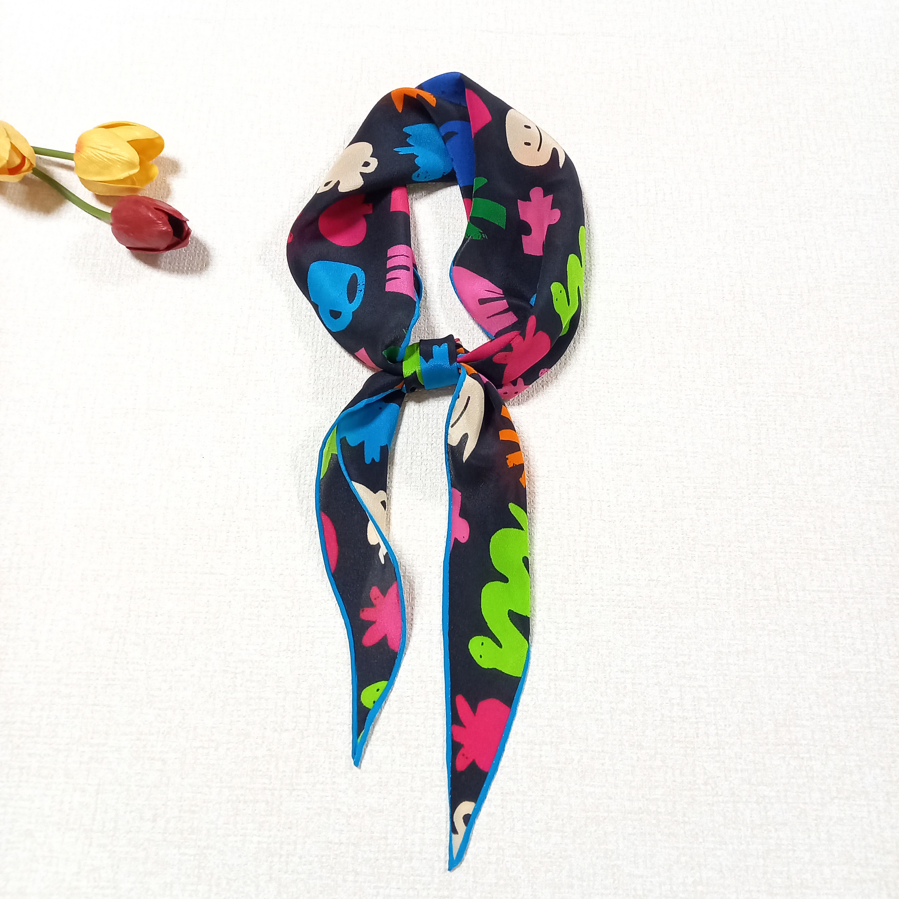 菱形シルク100%スカーフ0152