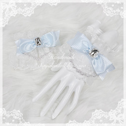 ♡ No.3 天使のうさぎさん付き キルティング マットリボンヘッドドレス