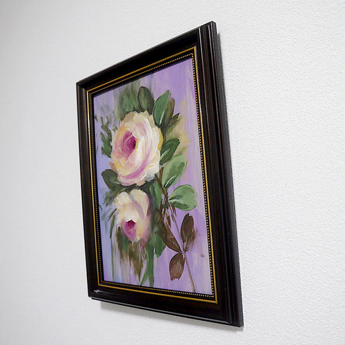 原画・ 手描き・A4額付 Rosa ancienne『うすい光のなかで』 アクリル画