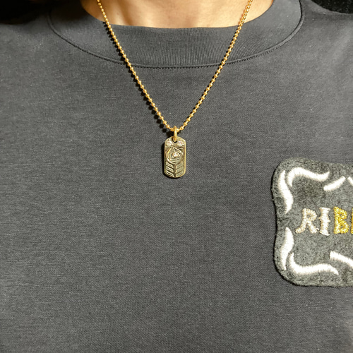 ㉒Dog Tag 薔薇 チェーン付き 真鍮 ネックレス・ペンダント しゅう