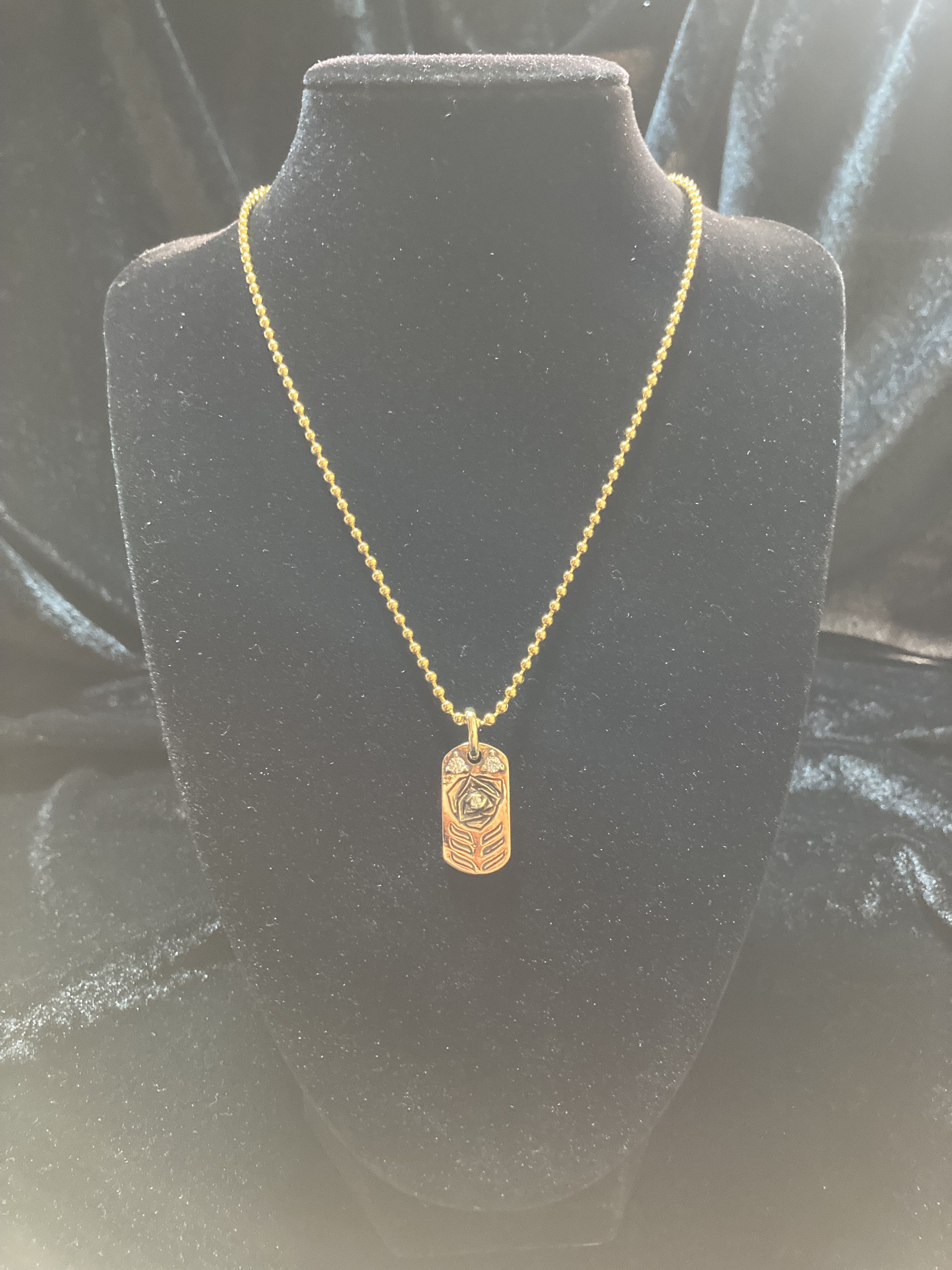 ㉒Dog Tag 薔薇 チェーン付き 真鍮