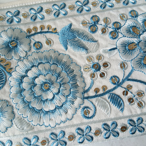 インド刺繍リボンと合成皮革のフラットポーチ＊16cm＊Vol.2 ポーチ
