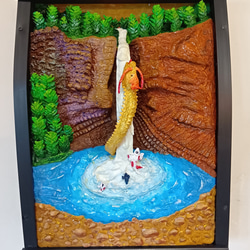 現代アート「イナリ湖の逆さオーロラ」（未来絵画） 未来アート「イナリ湖の逆さオーロラ」（クレイ絵画） 絵画 山川善作